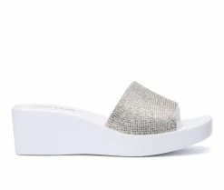 Outlet ⌛ Women's Olivia Miller Wendy Wedge 🩴 Sandals White 💯