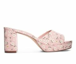 Discount ⌛ Women's Chinese Laundry Tai Block Heel 👗 Dress 🩴 Sandals Pink Floral 💯