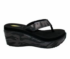 Hot Sale 🥰 Women's Volatile Paiges Platform Wedge Flip-Flops Black Camo ✨