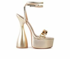 Discount ❤️ Women's London Rag Big Bash Platform 👗 Dress 🩴 Sandals Gold ❤️