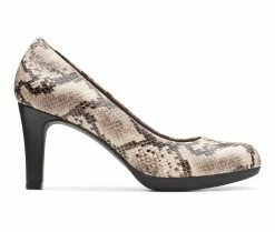 Cheap 🥰 Women's Clarks Adriel Viola Pumps Taupe Snake 🤩