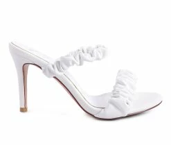Wholesale 🛒 Women's London Rag Qualie Stiletto 👗 Dress 🩴 Sandals White 😀