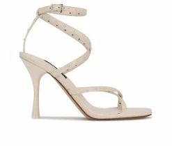 Best Pirce 🧨 Women's Nine West Lady Strappy 👗 Dress 🩴 Sandals Cream 👏