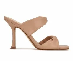 Promo 😍 Women's Nine West Sashah Heeled 👗 Dress 🩴 Sandals Light Natural 🧨