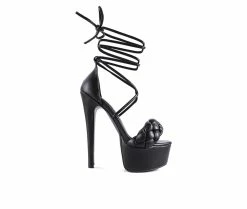 Outlet 💯 Women's London Rag TW Platform Stiletto 🩴 Sandals Black 🌟