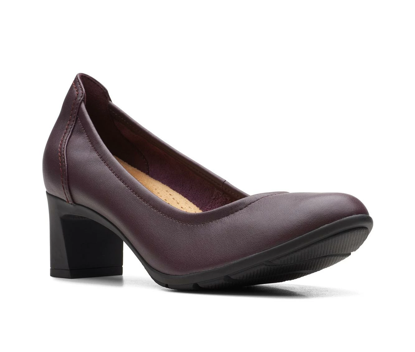 Outlet π₯ Women's Clarks Neiley Pearl Pumps Burgundy Leathe π― - Image 3
