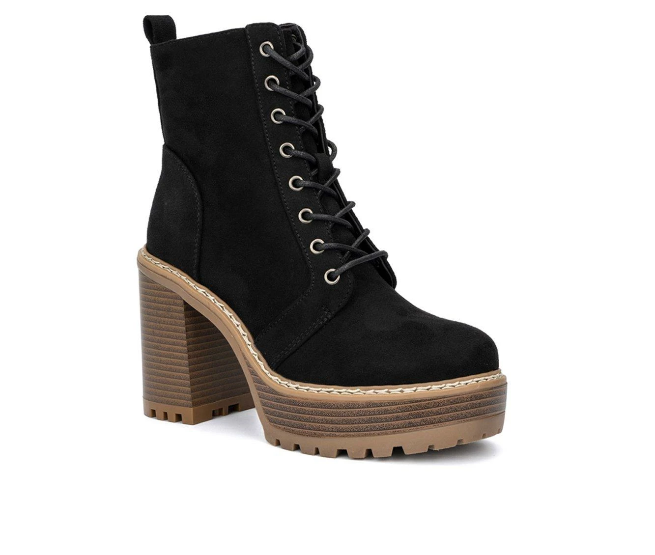 Cheapest π₯ Women's Olivia Miller Evie Platform Heeled Lace Up π₯Ύ Boots Black π― - Image 3