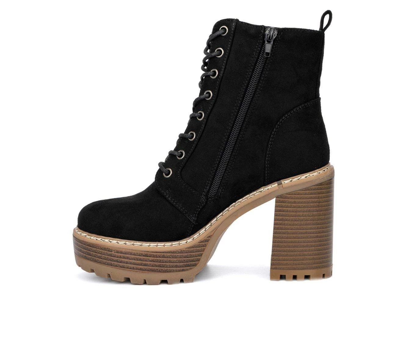 Cheapest π₯ Women's Olivia Miller Evie Platform Heeled Lace Up π₯Ύ Boots Black π― - Image 4